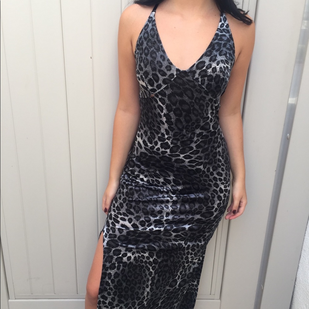 Long vintage cheetah print dress